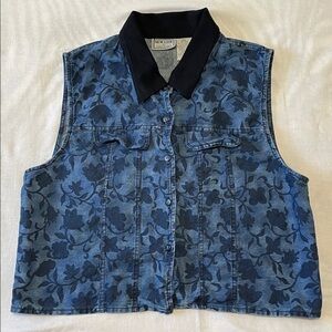 Flower Patterned Denim Button Down